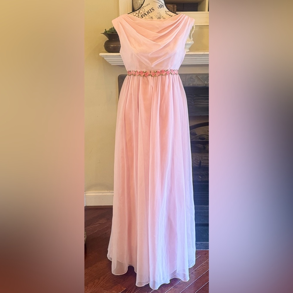 Vintage Pink Lorrie Deb San Francisco Formal Prom Bridal Dress Long Sleeveless
